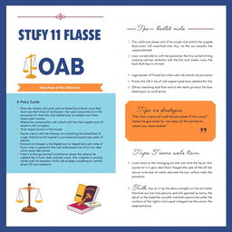 A detailed, visually organized study guide for passing the first phase of the OAB exam, featuring clear headings and bullet points