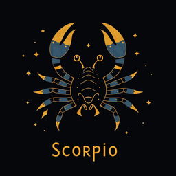 A playful representation of the Scorpio zodiac sign, characterized by a stylized scorpion design