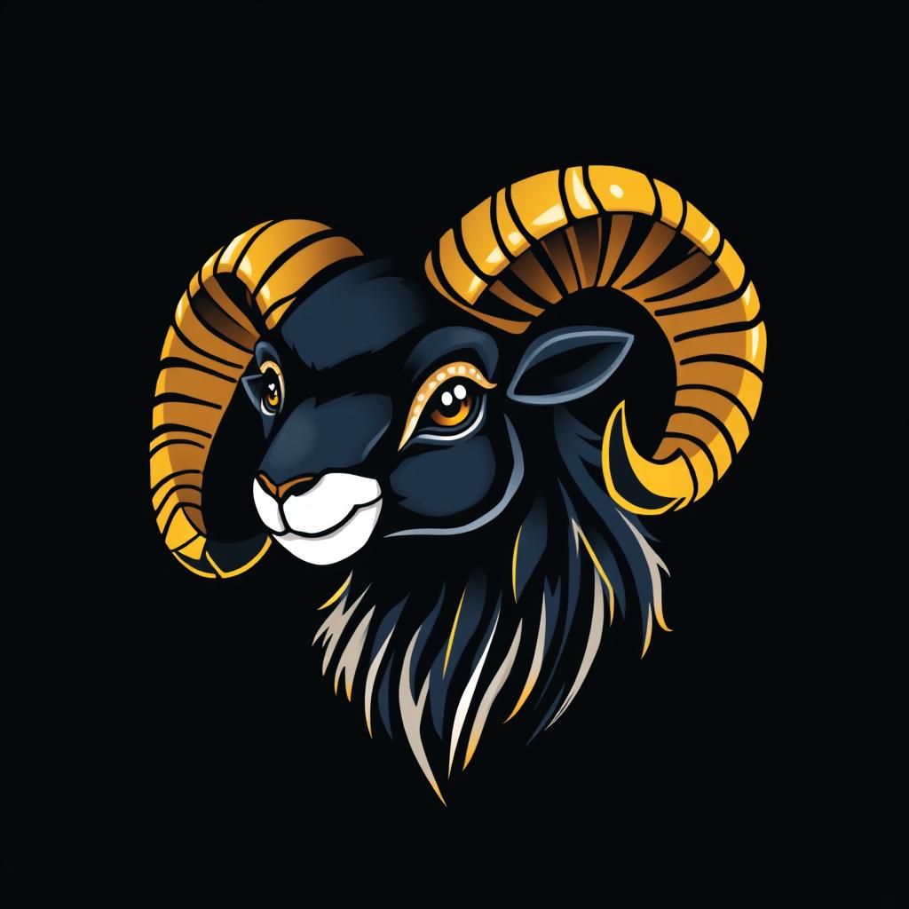 A playful yet realistic representation of the Aries zodiac sign, featuring a bold and stylized ram