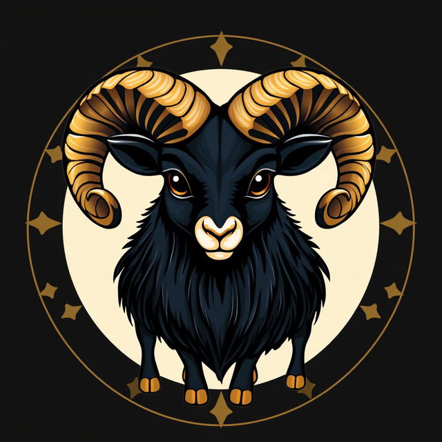 A playful yet realistic representation of the Aries zodiac sign, featuring a bold and stylized ram