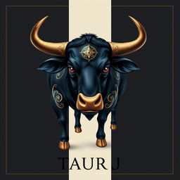 A realistic and playful representation of the Taurus zodiac sign, featuring a beautifully designed bull as the central figure