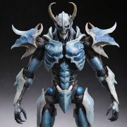 Create a highly detailed and realistic depiction of the character Cocytus from the anime series 'Overlord'. He should stand impressively, showing off his insectoid armor and icy demeanor.