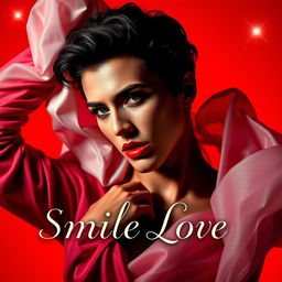 Design a book cover for 'Smile Love' that embodies the dramatic and glamorous essence of iconic pop divas