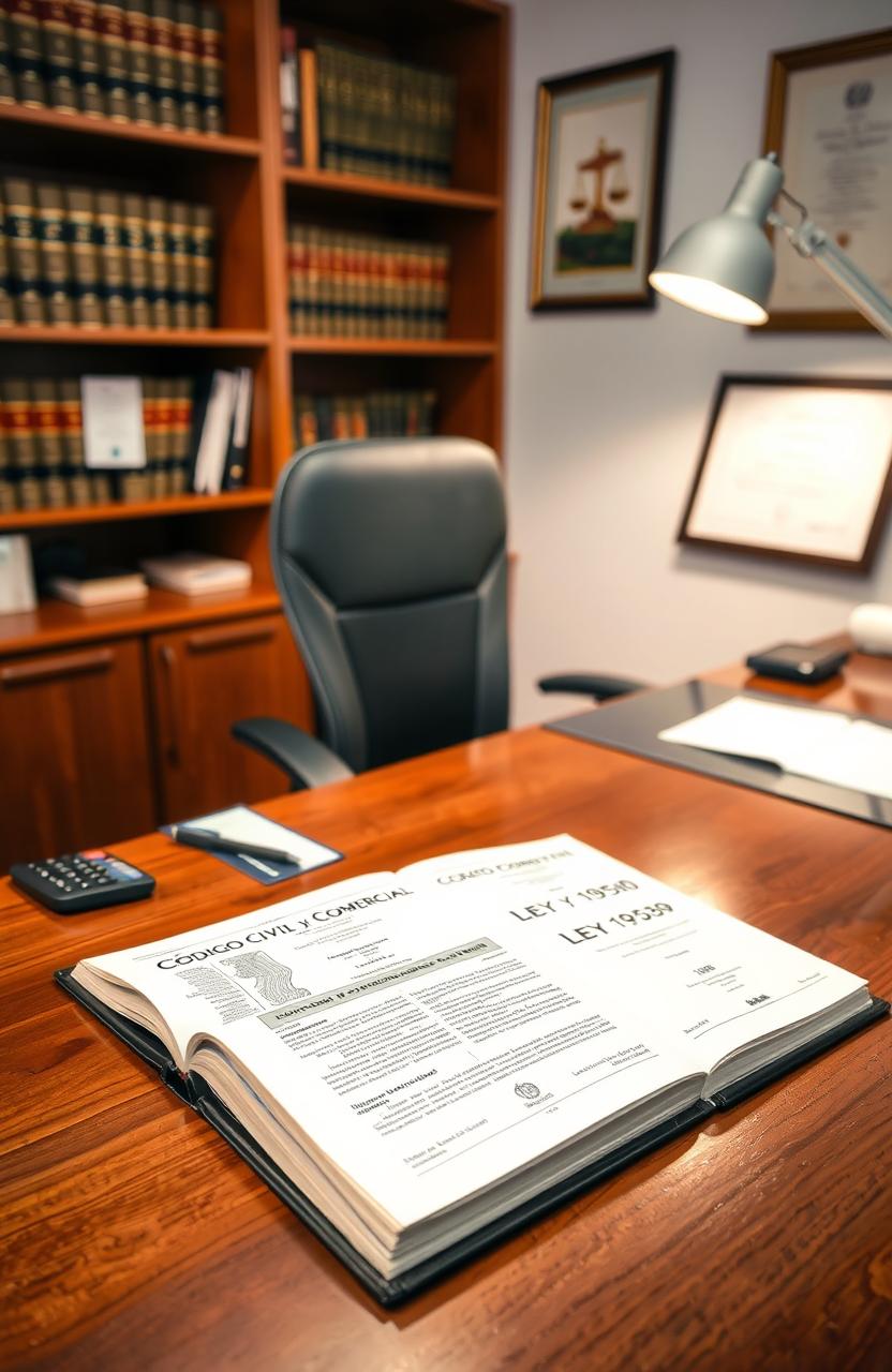 A detailed and well-organized accountant's office desk, featuring a polished wooden surface