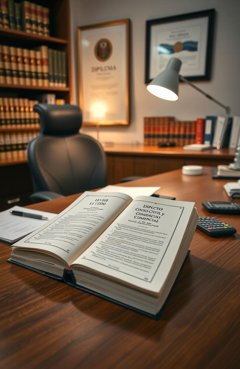 A detailed and well-organized accountant's office desk, featuring a polished wooden surface