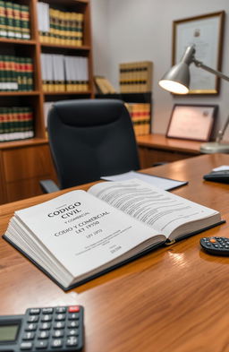 A detailed and well-organized accountant's office desk, featuring a polished wooden surface