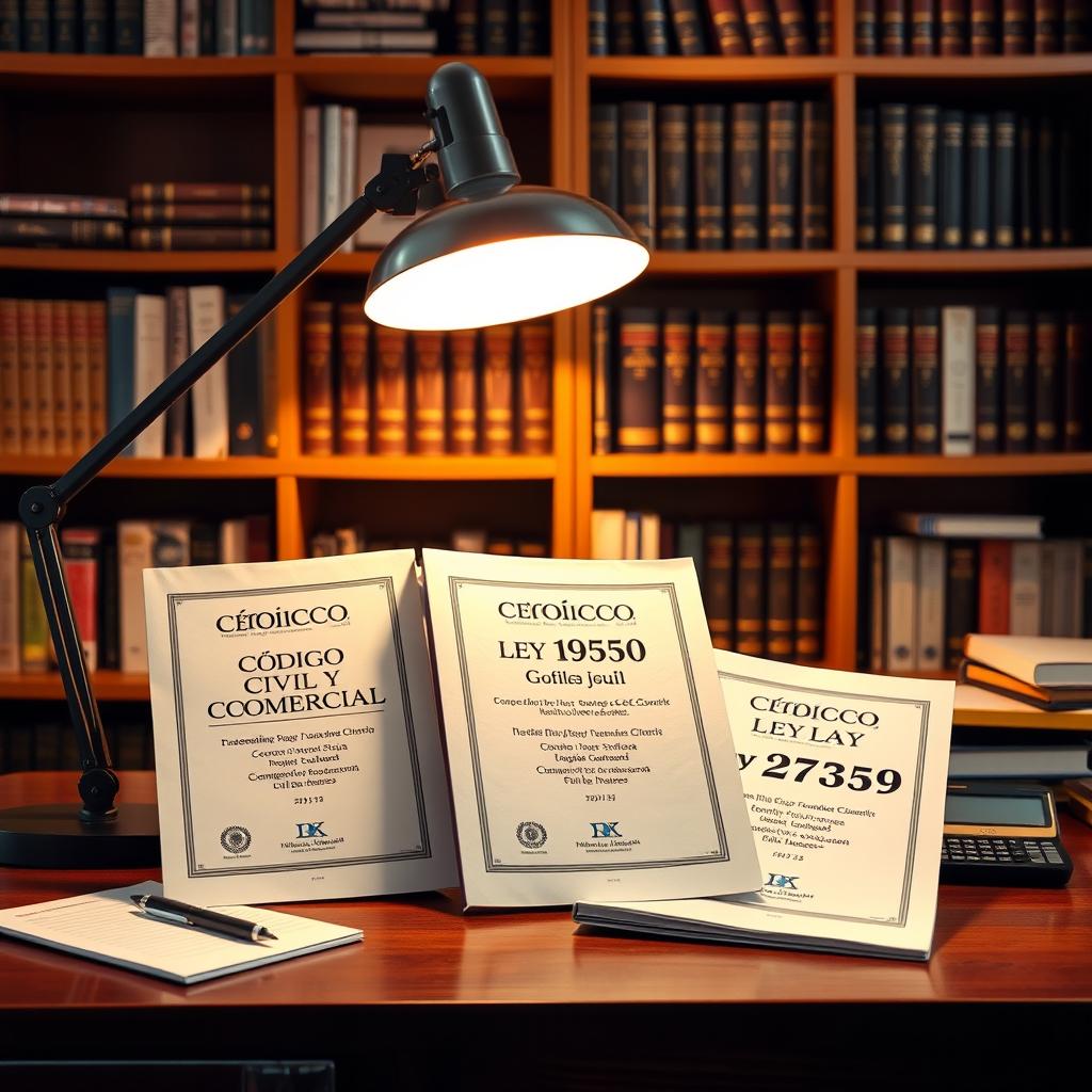 A well-organized accounting studio desk, showcasing key legal documents prominently displayed