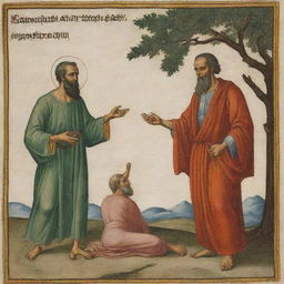 A striking depiction of a moment from religious texts, showing the temptation of Prophet Joseph (Yusuf) by a satanic figure, emphasizing the struggle between virtue and vice.