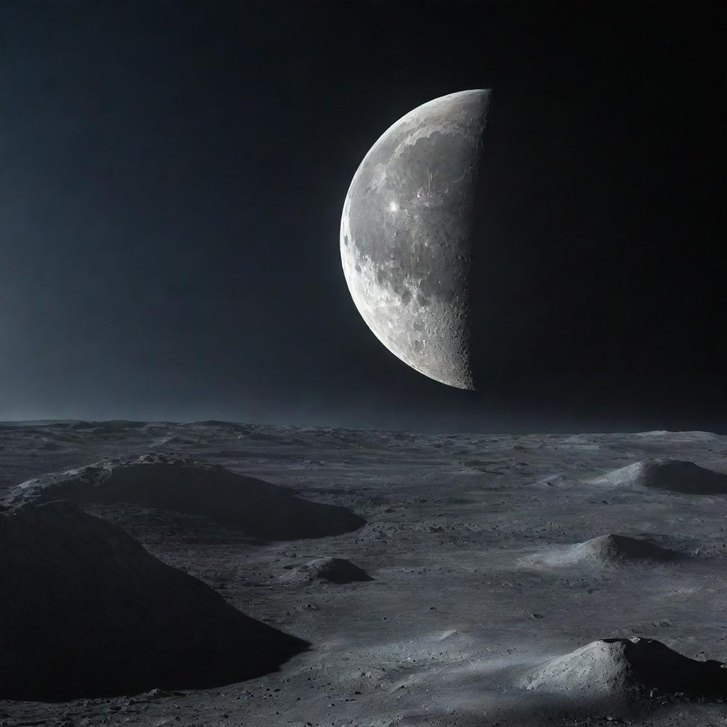 A futuristic rendition of the Moon, showcasing advanced technology and illuminating lunar landscapes.