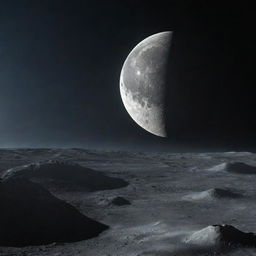 A futuristic rendition of the Moon, showcasing advanced technology and illuminating lunar landscapes.