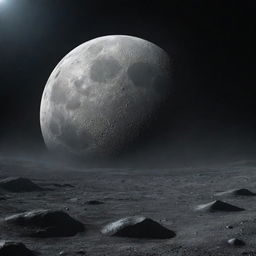 A futuristic rendition of the Moon, showcasing advanced technology and illuminating lunar landscapes.