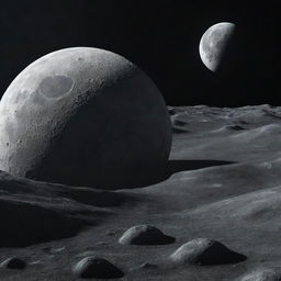 A futuristic rendition of the Moon, showcasing advanced technology and illuminating lunar landscapes.