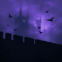 A dark and atmospheric scene featuring small gargoyles soaring gracefully around a gigantic stone wall