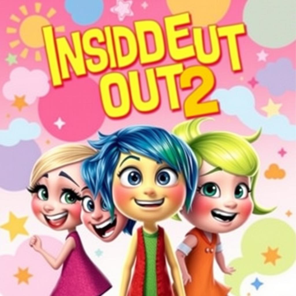 A vibrant and colorful poster for the sequel to the animated movie "Inside Out 2"