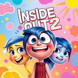 A vibrant and colorful poster for the sequel to the animated movie "Inside Out 2"