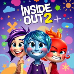 A vibrant and colorful poster for the sequel to the animated movie "Inside Out 2"