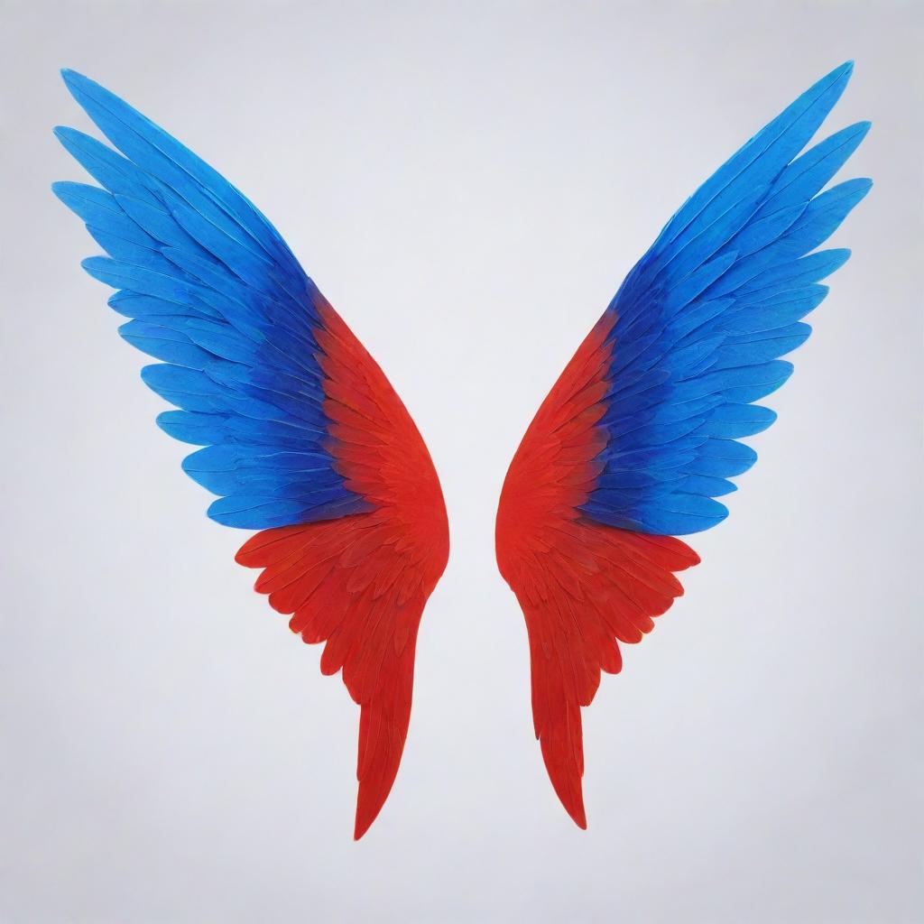 A Disney style Lunod with two unique wings - the left wing in vibrant blue, while the right wing is a striking red