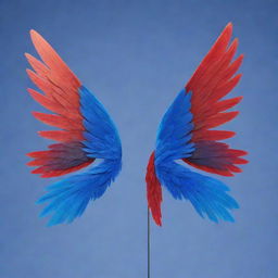 A Disney style Lunod with two unique wings - the left wing in vibrant blue, while the right wing is a striking red