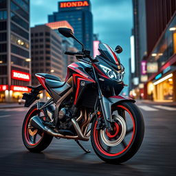 The 2024 Honda CB 500 F motorcycle prominently displayed in a contemporary urban setting