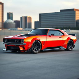 A striking 1968 Chevrolet Camaro RS reimagined as a supercar with an exotic fusion of widebody style and a futuristic BMW avant-garde aesthetic