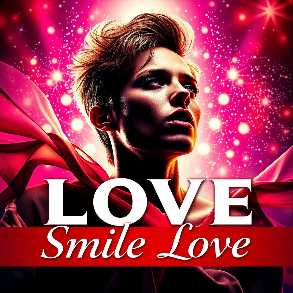 A stunning book cover for 'Smile Love', reflecting the essence of iconic pop diva album covers