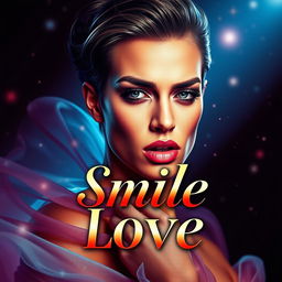 A stunning book cover for 'Smile Love', reflecting the essence of iconic pop diva album covers