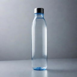 A transparent water bottle filled with pure, refreshing water, reflecting ambient light beautifully.