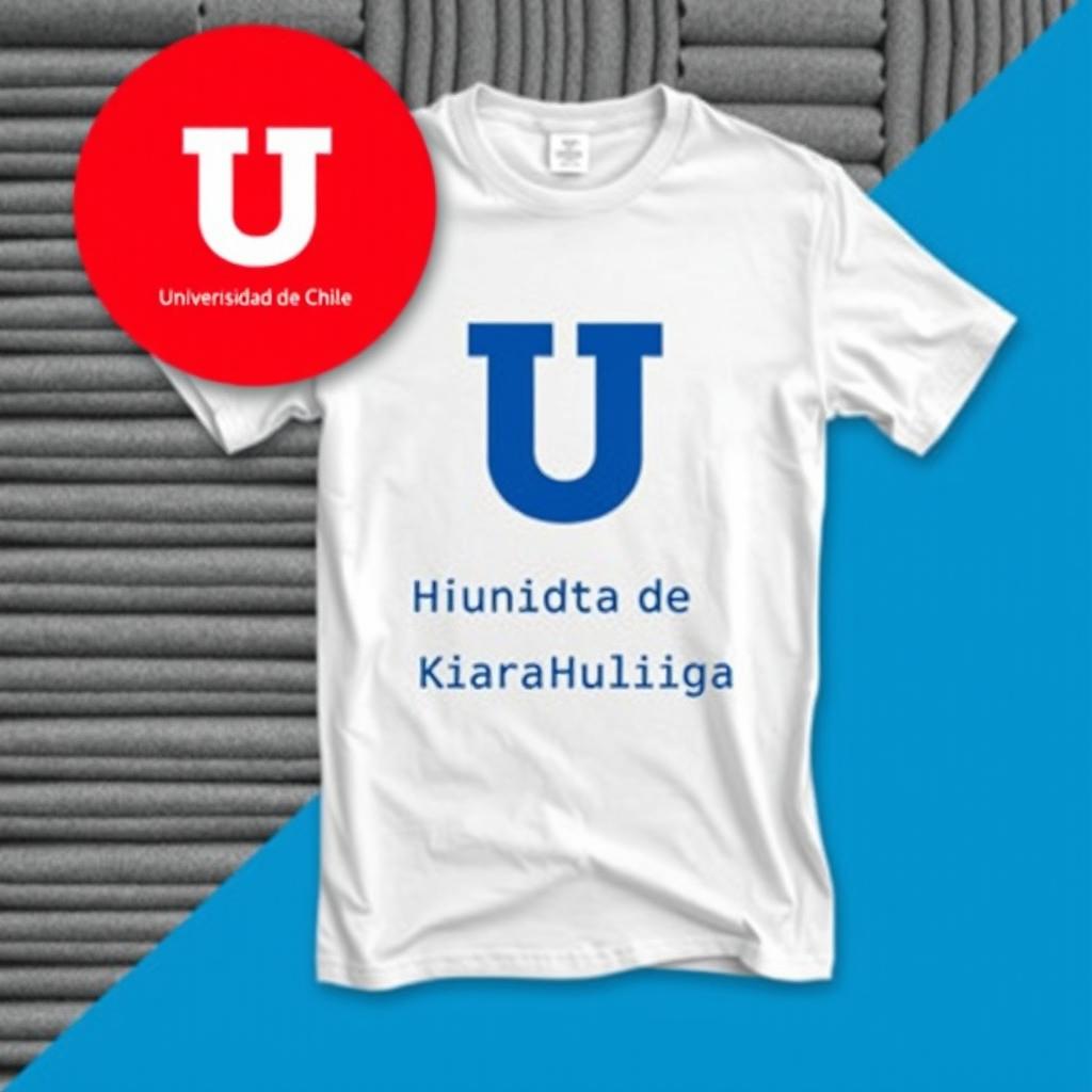 A stylish t-shirt design featuring the 'U' logo prominently displayed, representing the Universidad de Chile
