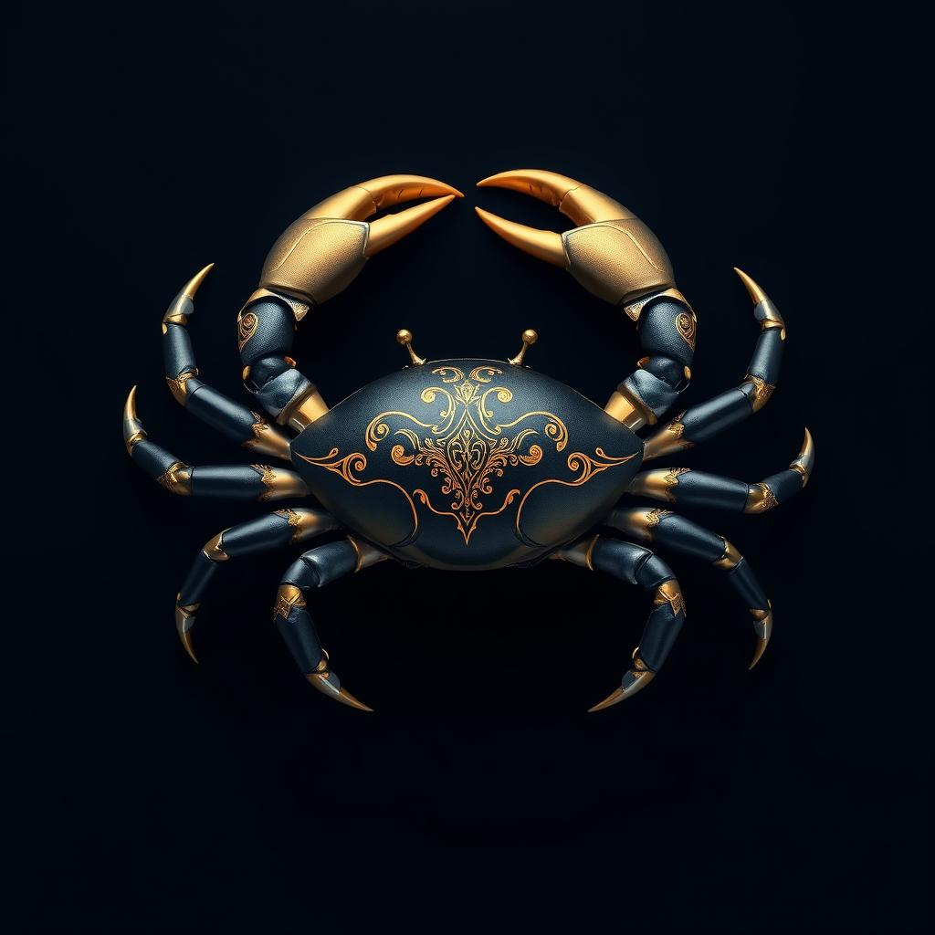 A playful and realistic representation of the Cancer zodiac sign, featuring an elegant crab as the central figure