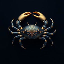 A playful and realistic representation of the Cancer zodiac sign, featuring an elegant crab as the central figure