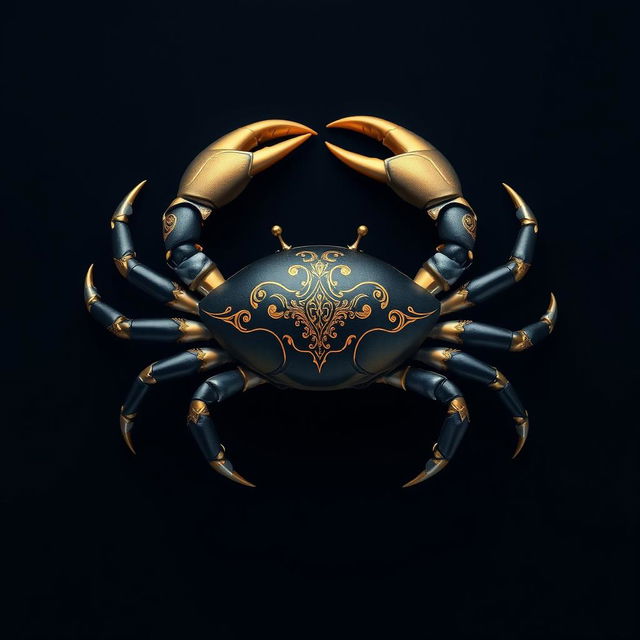 A playful and realistic representation of the Cancer zodiac sign, featuring an elegant crab as the central figure