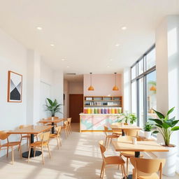 A minimalist design of a trendy cafeteria that features bubble tea