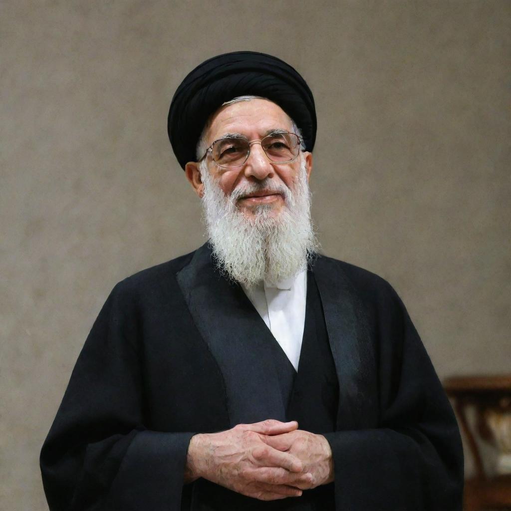 A dignified individual embodying qualities of leadership and authority, poised to succeed Ayatollah Khamenei in Iran.