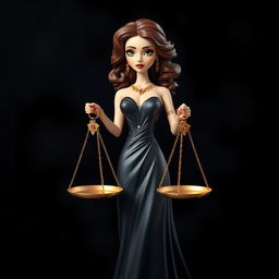 A playful yet realistic depiction of the Libra zodiac sign, featuring a stylish figure of a graceful lady holding a pair of elegant scales