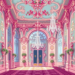 A beautiful 32x32 pixel art illustration depicting rococo architecture and design elements