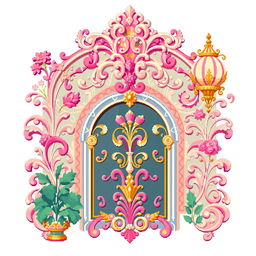 A vibrant 32x32 pixel art piece showcasing the exquisite style of rococo