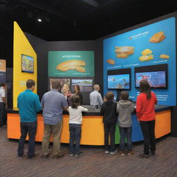 A live showcase, featuring dynamic and vibrant exhibits, engaging crowds with interactive displays.