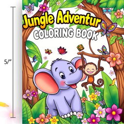 A vibrant and playful coloring book cover designed for children, measuring 5 x 8 inches