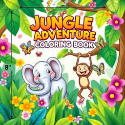 A vibrant and playful coloring book cover designed for children, measuring 5 x 8 inches