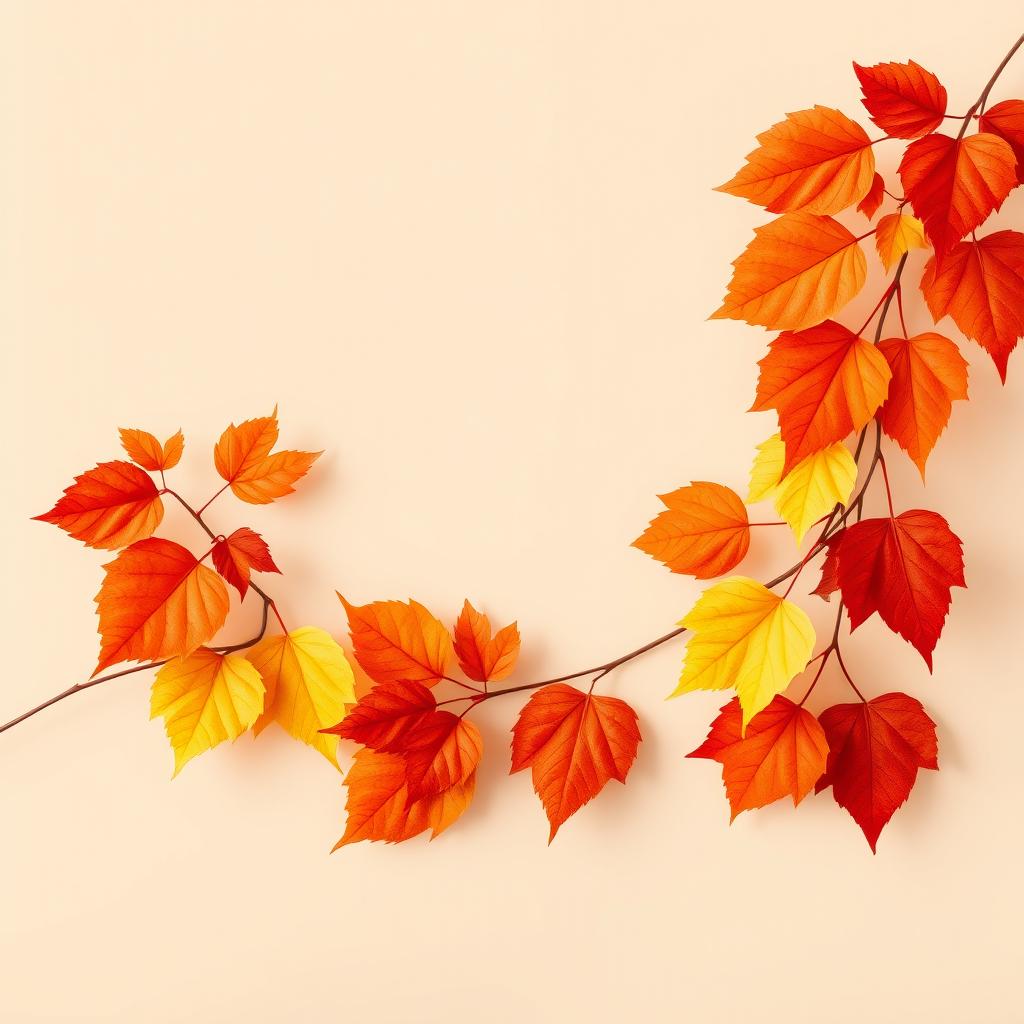 A stunning wallpaper design featuring large, vibrant autumn leaves gracefully adorning the sides