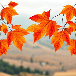 A beautiful wallpaper featuring large, magnificent autumn leaves artistically framing the sides