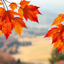 A beautiful wallpaper featuring large, magnificent autumn leaves artistically framing the sides