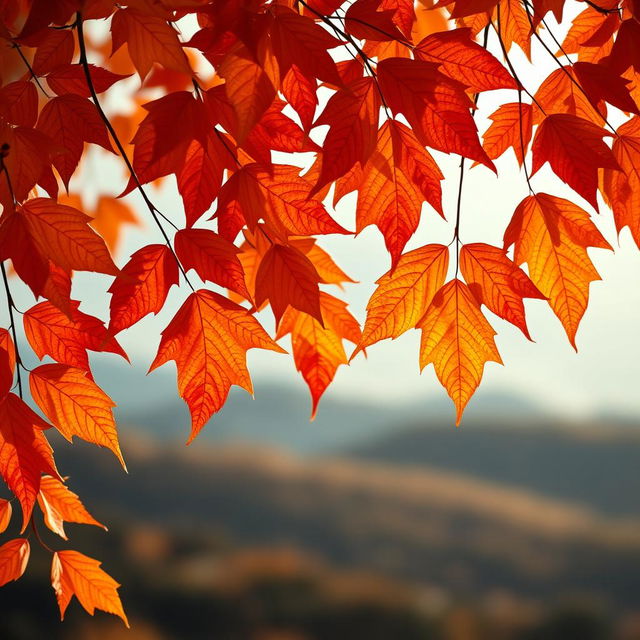 A beautiful wallpaper featuring large, magnificent autumn leaves artistically framing the sides