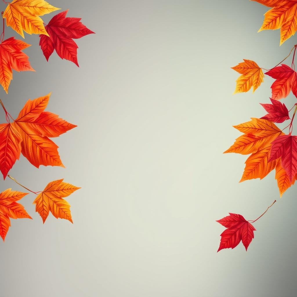 A beautifully designed wallpaper featuring large, multi-colored maple autumn leaves gracefully framing the sides