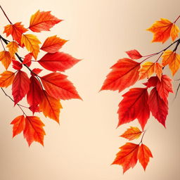 A beautifully designed wallpaper featuring large, multi-colored maple autumn leaves gracefully framing the sides