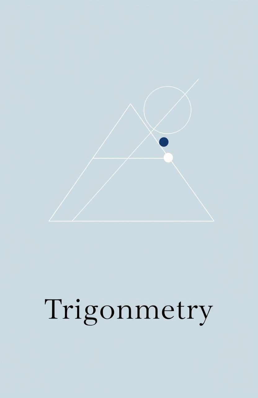 Minimalistic cover design for a trigonometry textbook, featuring clean lines and a simple layout