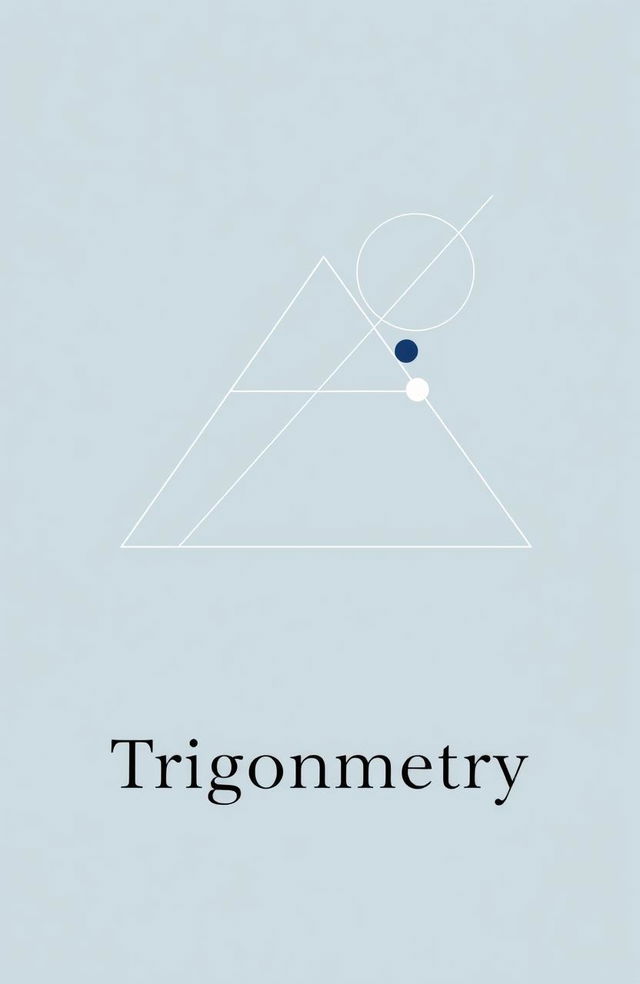 Minimalistic cover design for a trigonometry textbook, featuring clean lines and a simple layout