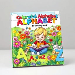 A delightful and colorful cover for a children's coloring book titled 'Colorful Alphabet: A to Z'