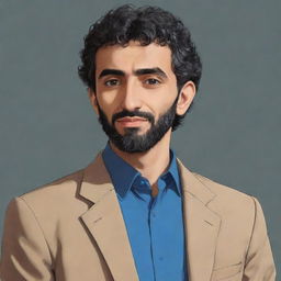 An anime-styled representation of Mohsen Yeganeh