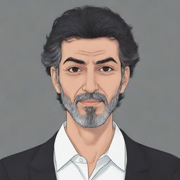 An anime-styled representation of Mohsen Yeganeh